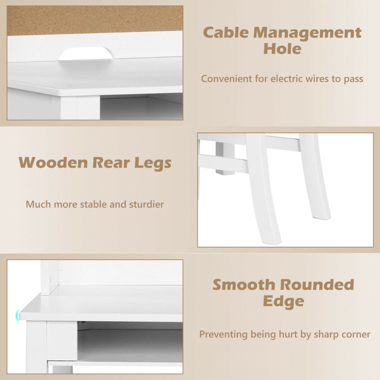 Costway Kids Desk and Chair Set Writing Desk with Hutch and Bookshelves New