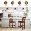 Set of 2 counter-height bar stools with rubber wood legs, featuring an ergonomic design and X-shaped backrest for.