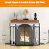 3-panel black wrought iron fireplace screen with tools, designed for safety and style, perfect for indoor or outdoor.
