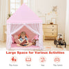 Kids play tent in pink with solid wood frame and thick mat, perfect for reading, playing, or napping indoors or.