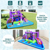 Inflatable water slide castle featuring a jumping area, splash pool, and octopus design, perfect for backyard fun.