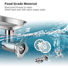 Close-up of stainless steel parts of a Heavy Duty 1.5HP Meat Grinder, showcasing FDA approved food grade material for.
