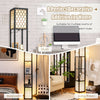 Freestanding floor lamp with storage shelf, featuring a stylish design and gentle brightness, perfect for living room.