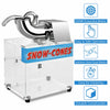 Electric snow cone machine with stainless steel construction and dual blades, ideal for parties and gatherings.