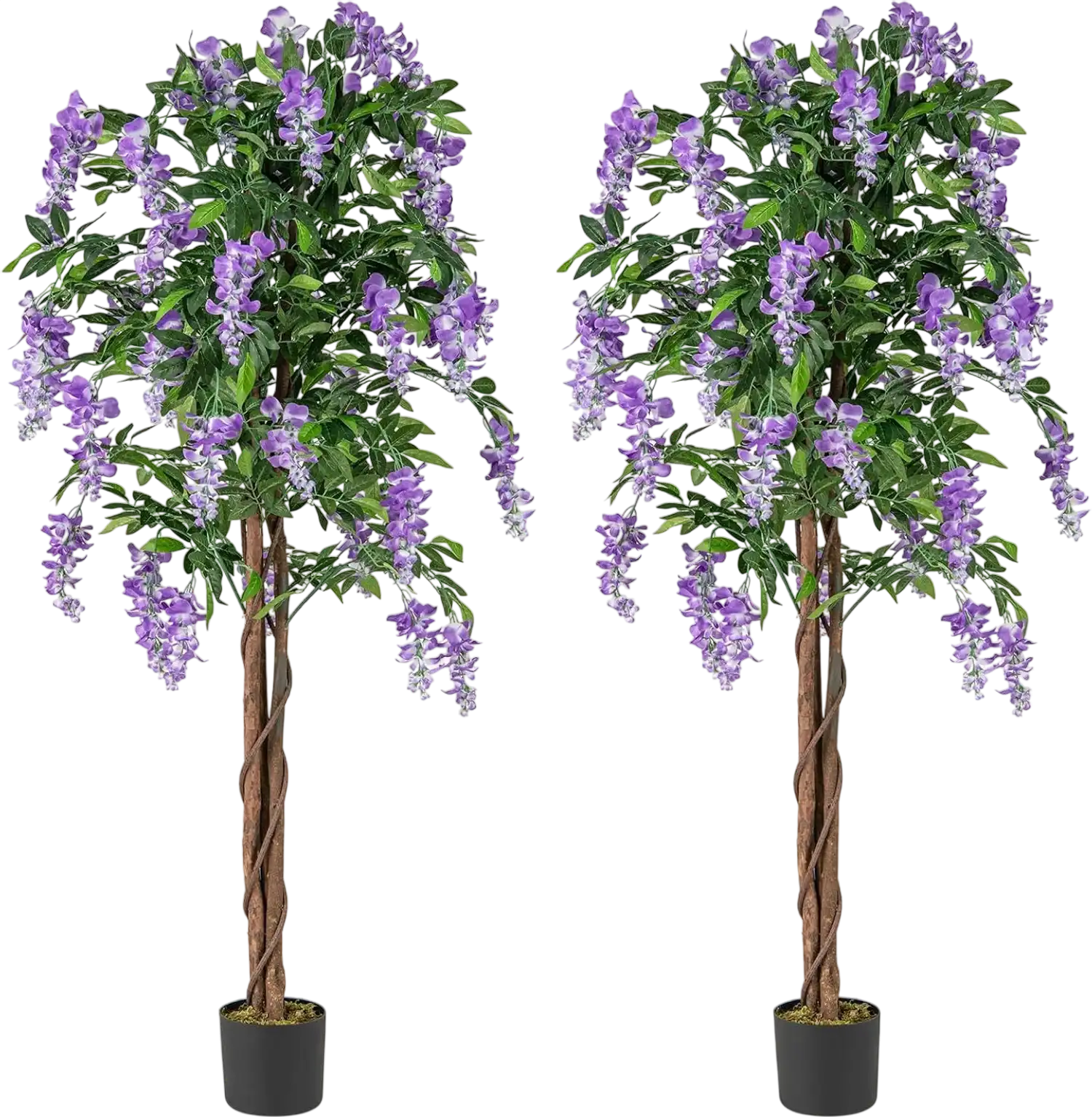Costway 5.5' Faux Wisteria Plant Blooming Flowers Set of 2 41937060 New