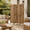 Tall 5.5 FT room divider with wave cutout patterns and sturdy paulownia frame, perfect for creating privacy in any space.