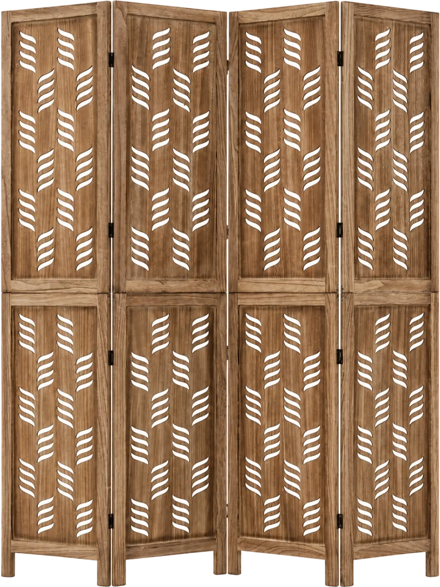 Costway 5.5' 4-Panel Room Divider Wave Cutout Paulownia Frame 51650969 New