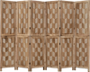 Tall 5.5 FT room divider with 6 panels, wave cutout patterns, and a premium paulownia wood frame for versatile privacy.