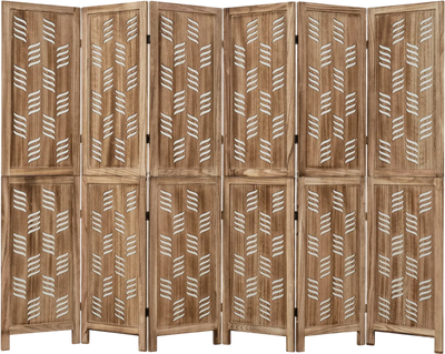 Costway 5.5' Tall 6-Panel Room Divider Wave Cutout Paulownia Frame 71925679 New