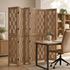 6-panel room divider made of paulownia wood with wave cutout design, ideal for creating privacy in any room.