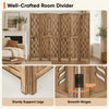 6-panel room divider made of paulownia wood with wave cutout design, ideal for privacy in living rooms or offices.