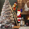 Lighted Santa Claus and reindeer on ladder with 100 LED lights, perfect for festive indoor or outdoor Christmas decor.