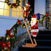 5.5 feet Christmas lighted Santa Claus and reindeer on ladder with 100 LED lights for festive indoor or outdoor decor.