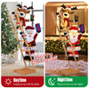 Lighted 5.5 feet Christmas decoration featuring Santa Claus and reindeer on a ladder, with 100 LED lights for festive.