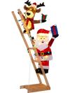 5.5 Feet Christmas Lighted Reindeer and Santa Claus on Ladder with 100 LED Lights