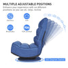 Adjustable 5-position navy floor gaming chair with 360-degree swivel, breathable fabric, and foldable design for easy.