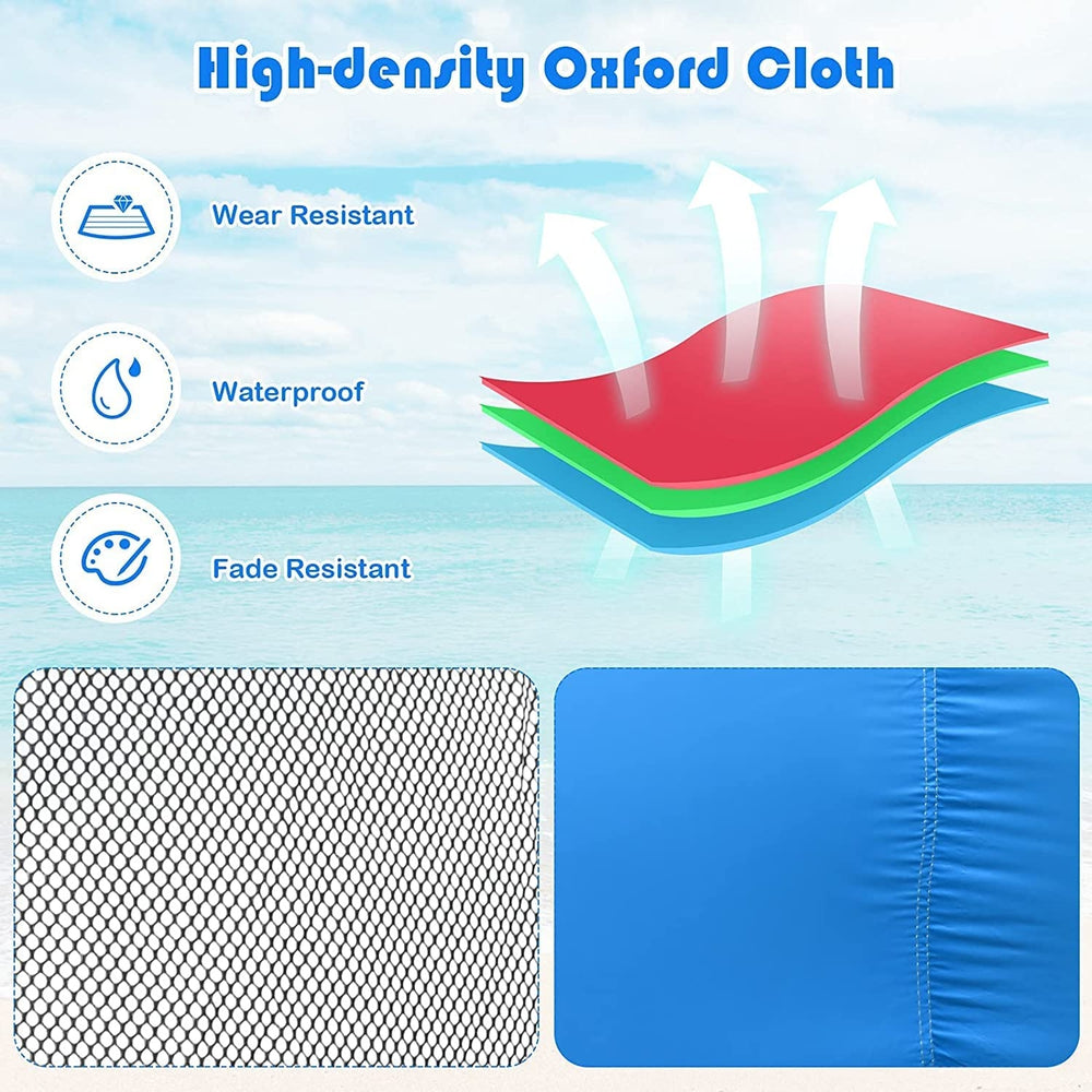 High-density Oxford cloth detail showing waterproof, wear-resistant, and fade-resistant features for inflatable water.