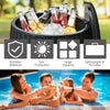 Rattan-style 9.5-gallon patio cool bar with drinks, serving as an ice bucket, coffee table, and storage box.