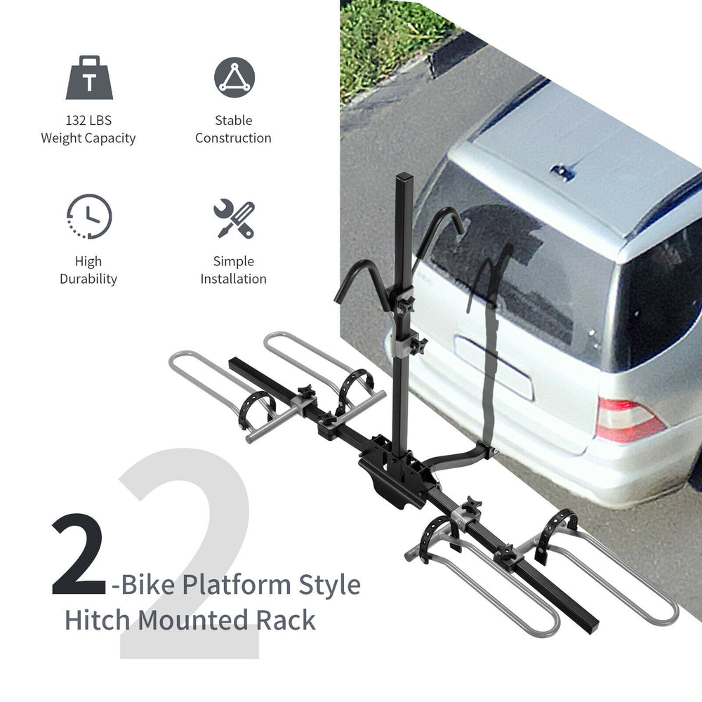 2-bike hitch mount bike rack with adjustable wheel holders, foam-padded hooks, and durable steel construction for.
