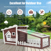 62-inch wooden rabbit hutch in red with pull-out tray, featuring weather-resistant material for outdoor use.