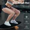 Balance board trainer in black, made of birch and cork wood, for core strength and balance improvement at home or gym.