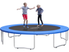 Blue 16 feet trampoline safety pad with kids jumping, featuring waterproof and tear-resistant material for outdoor use.