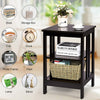 Dark brown 3-tier nightstand with open compartments for storage, perfect for living room or bedroom decor.