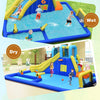 6-in-1 inflatable water slide with blower, featuring wet and dry play areas for kids, made of durable Oxford cloth.