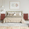 Cherry 2-tier accent table with spacious tabletop and drawer, perfect for bedside or living room decor.