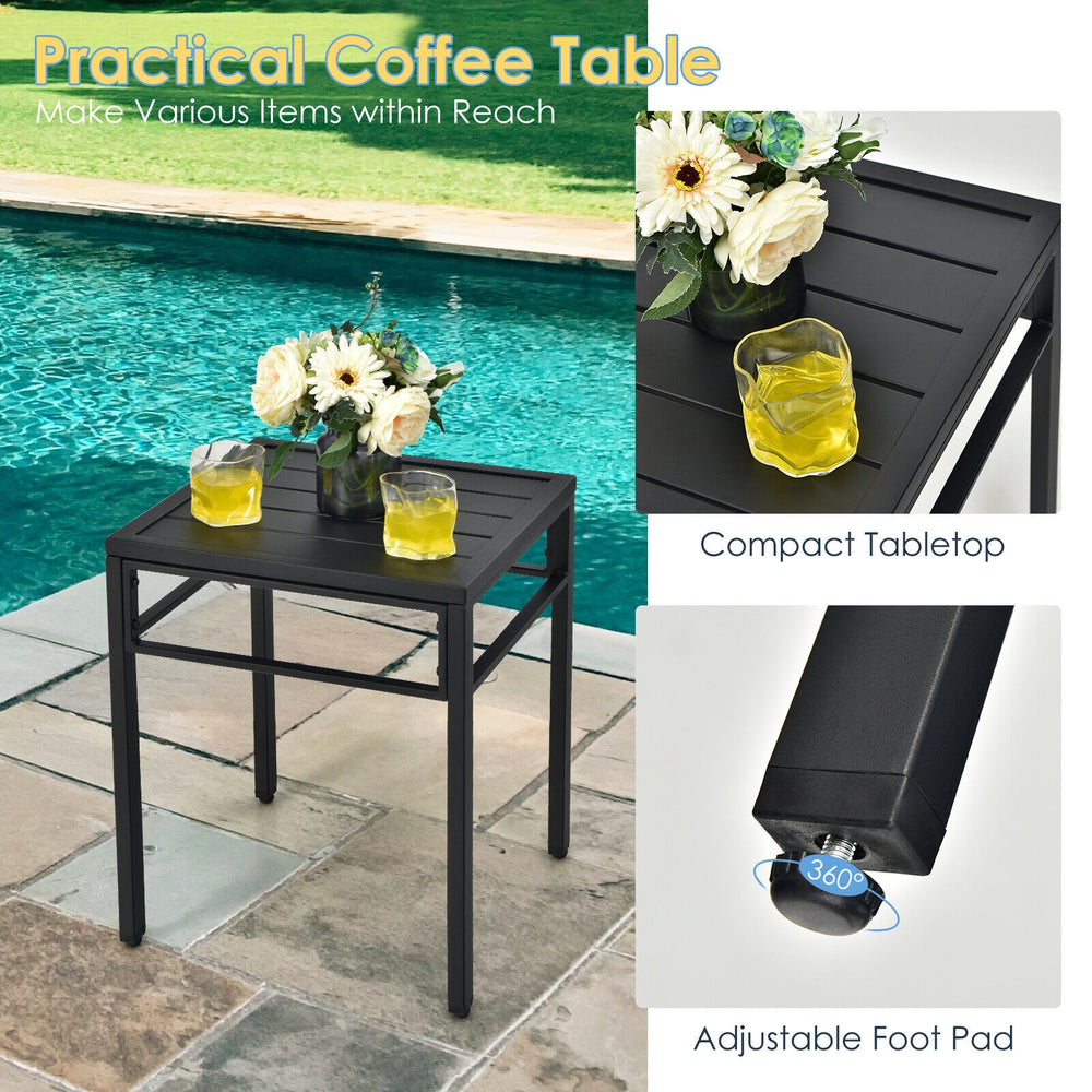 Gray patio bistro set featuring high backrest and armrests, made of weather-resistant PE rattan for outdoor comfort.