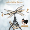Adjustable canopy of the 2-seat outdoor cushioned porch swing for customizable shading and enhanced comfort.