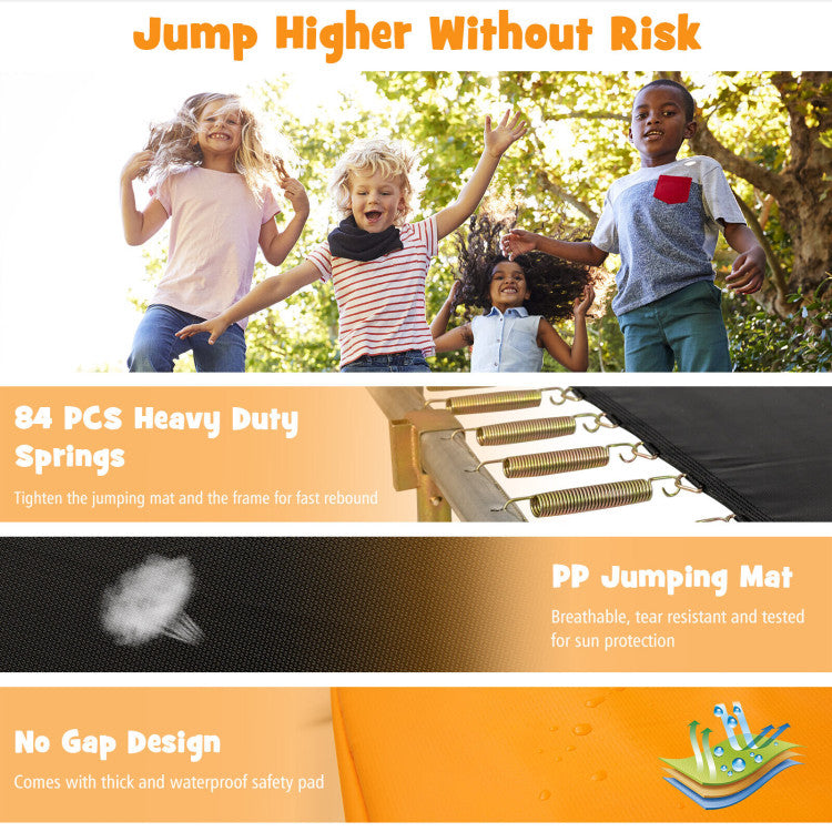 Costway Rectangular Trampoline 8' x 14' with Safety Enclosure Net and Ladder New