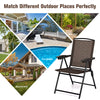 Folding dining chair with adjustable backrest, breathable fabric, perfect for outdoor relaxation in garden or patio.