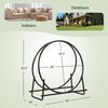 30-inch tubular steel log hoop firewood storage rack with double-loop design, ideal for indoor and outdoor use.