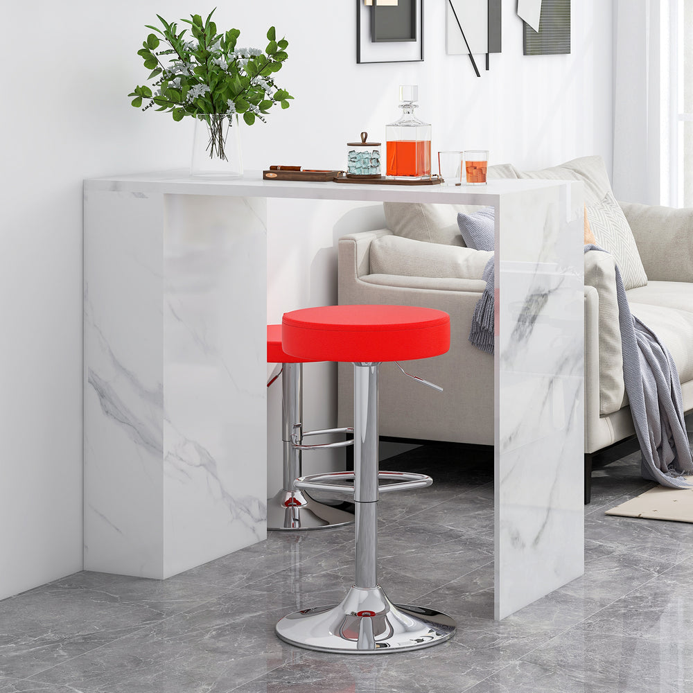 Set of 2 Adjustable Swivel Round Bar Stool  Pub Chairs-Red - Gallery View 1 of 8