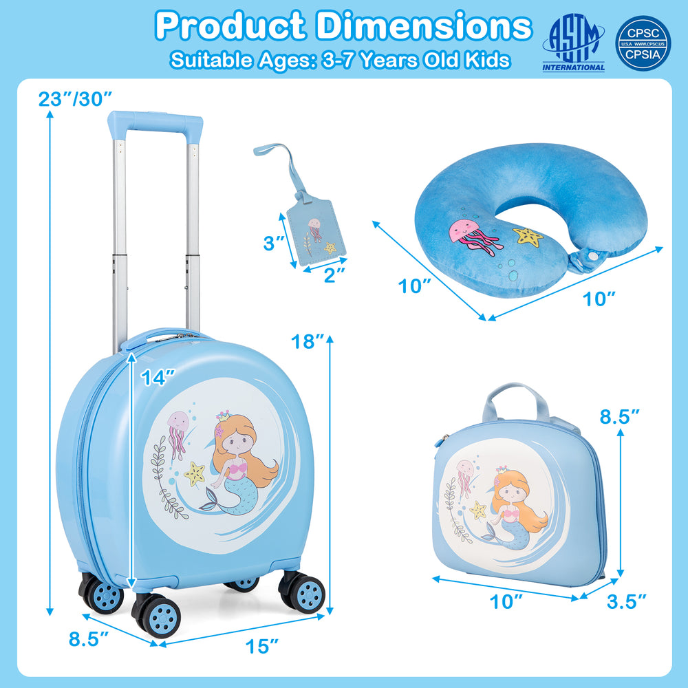 Cozy neck pillow in blue with a playful design, perfect for kids to rest comfortably during travel adventures.