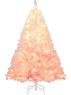 5-foot artificial Christmas tree with warm white LED lights, featuring a gradient color and thick snow flocking for.
