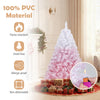 5-foot artificial Christmas tree with gradient pink color, 470 warm white LED lights, and snow flocking for festive.