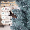 Slim 5-foot artificial Christmas tree with 210 PVC branch tips, featuring a unique gray-green appearance for festive decor.