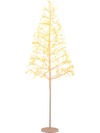 5 FT lighted birch tree with 240 warm white LED lights, flexible branches, and a weighted cement base for stability.