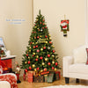 6-foot artificial Christmas tree with vibrant branch tips, complete with warm white LED lights, ideal for festive.