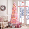 5/6/7 Feet Flocked Fir Christmas Tree with Warm White LED Lights-7 ft - Gallery View 1 of 10