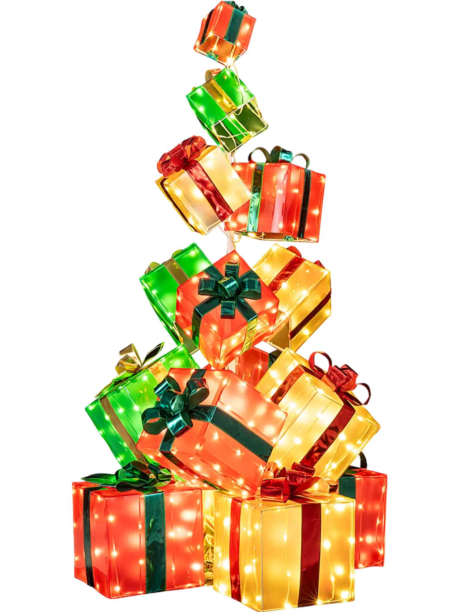 Costway 15-Pc Lighted Christmas Gift Boxes w/ Bowknot 483 LED Indoor Outdoor 52021200 New