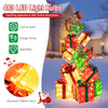 15 lighted Christmas boxes with vibrant bows and 483 LED lights, perfect for festive indoor or outdoor decoration.