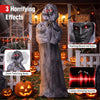 Creepy 5.6 ft Halloween Weeping Woman animatronic features twitching movements and blood-red eyes for a haunting display.