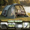 5-7 person inflatable camping tent in green with screened porch, mesh windows, and roll-up door for excellent.