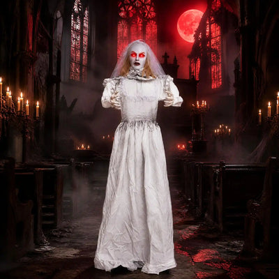 Costway 5.7' Animated Halloween Ghost Bride Decoration Turning Head 33508410 New