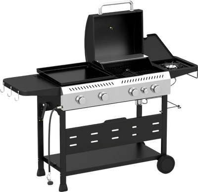 Costway 5-Burner Propane Gas Grill Griddle Combo with Side Burner 71824120 New