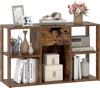 Rustic brown 5-cube bookcase with a storage drawer, featuring open display spaces for books and decor in a modern design.