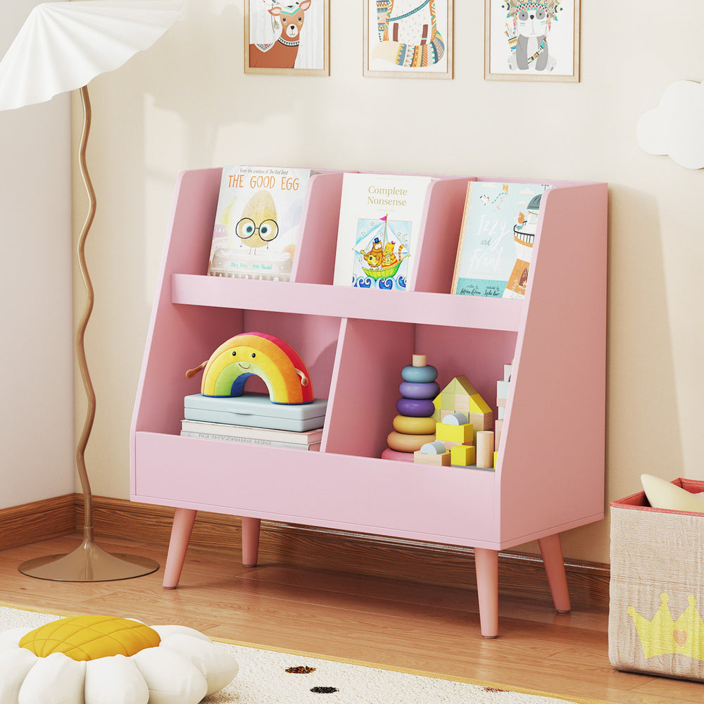 5-Cube Kids Bookshelf and Toy Organizer with Anti-Tipping Kits-Pink - Gallery View 1 of 11